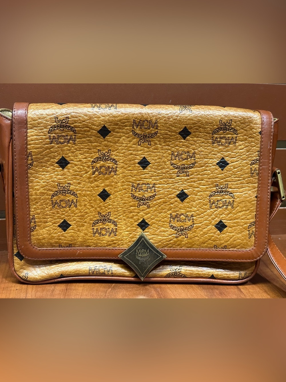 Vintage MCM Cognac Visetos Shoulder Crossbody Bag Made in Germany - Picture 2 of 15